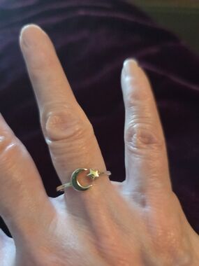 Sterling silver Moon and Star Adjustable Ring